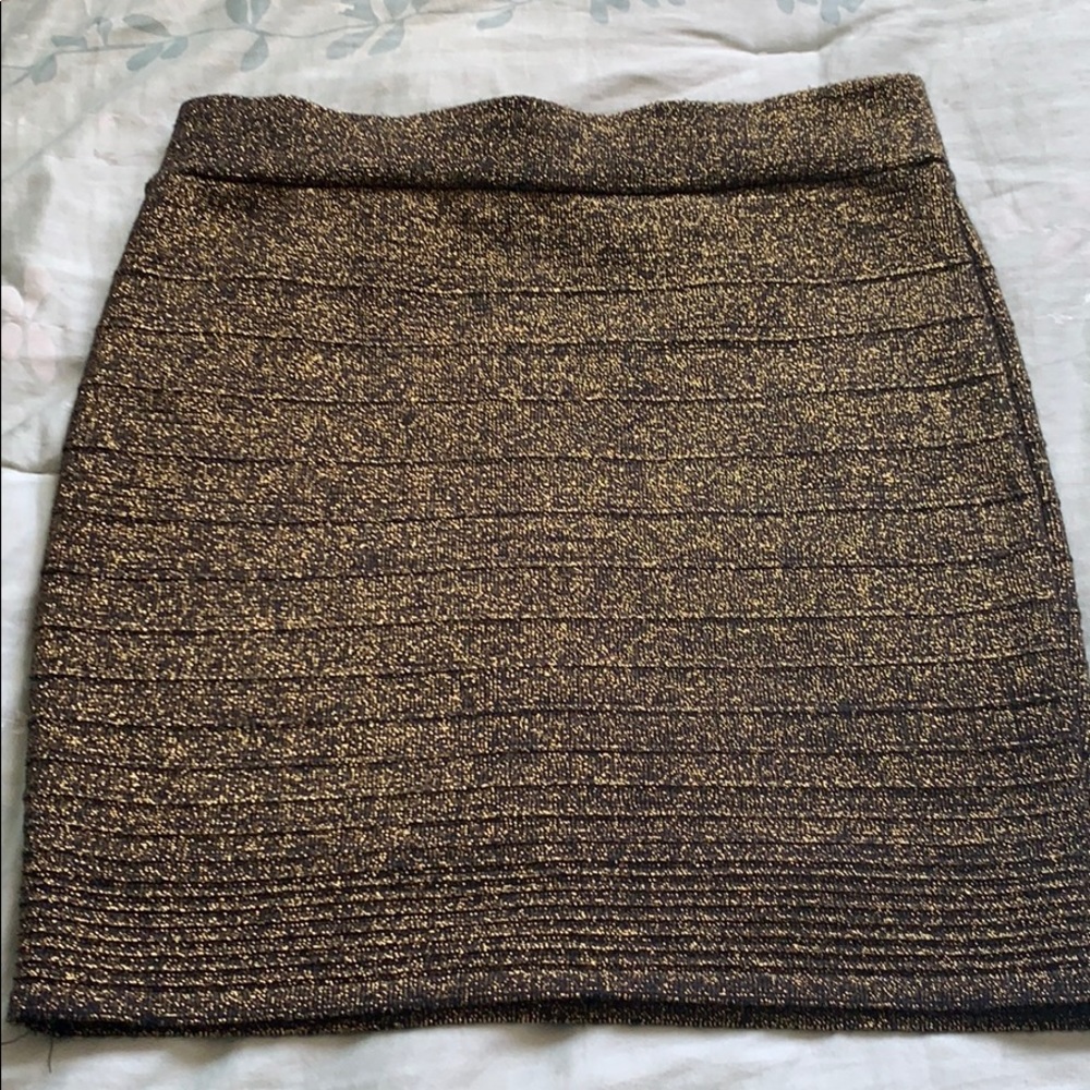 Gold mini skirt